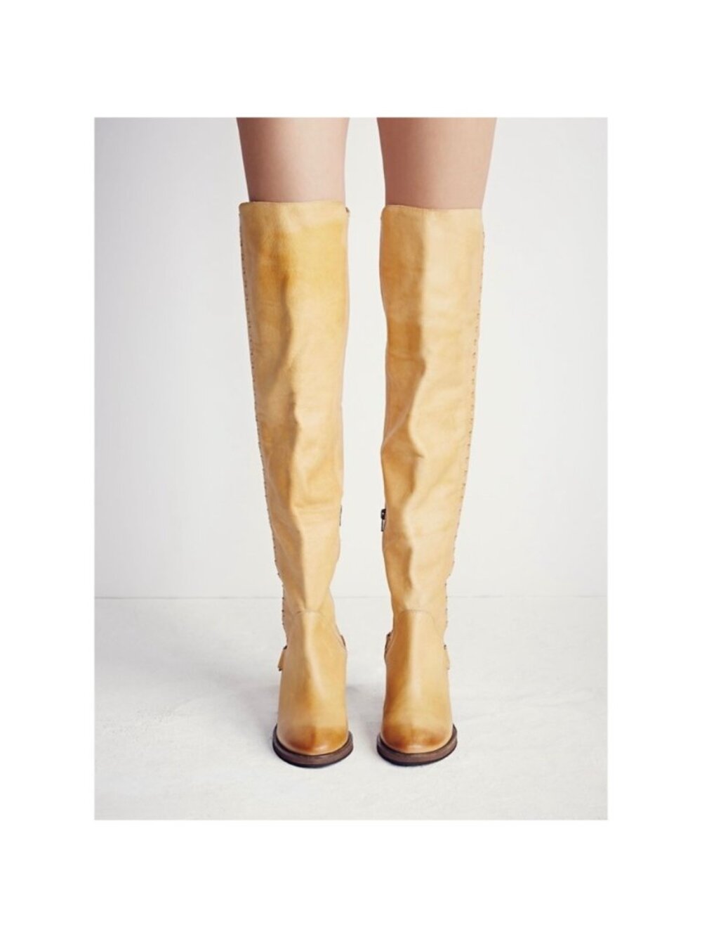 Free People Auburn Over The Knee Boot Boho Tall EU 37 US 6 Mustard - Picture 4 of 14